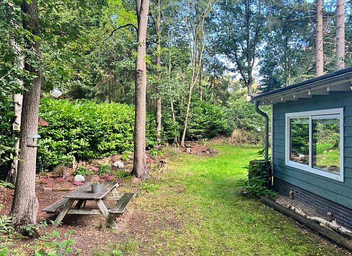 Esszimmer des Ferienhauses in Arrien mit grossen Fenstern und Blick auf die Natur in der Region Vecht, Overijssel.
