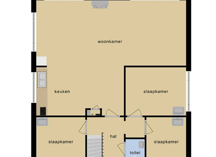 Comfortabele woonkamer in Huisje in Bergentheim, vakantiehuis in de Vechtstreek, Overijssel met openslaande deuren.