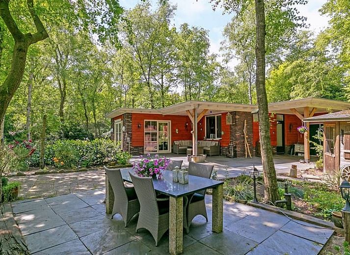 Gezellig terras bij Vakantiehuis in Bergentheim, gelegen in de bosrijke omgeving van de Vechtstreek, Overijssel.