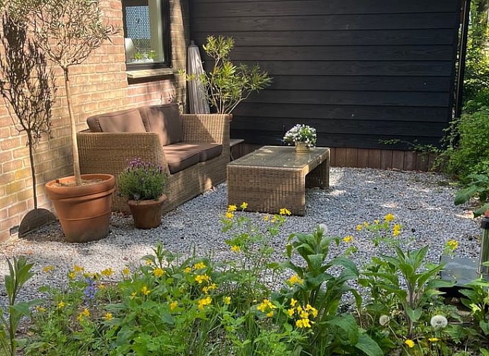 Stijlvolle binnenruimte in Vakantiehuisje in Stegeren, perfect voor een gezellige avond in Overijssel.