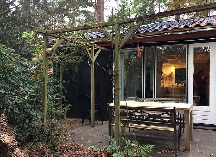 Rustikaler Eingang zum Ferienhaus in Stegeren, Overijssel mit schoenen Blumen und Gruenpflanzen.