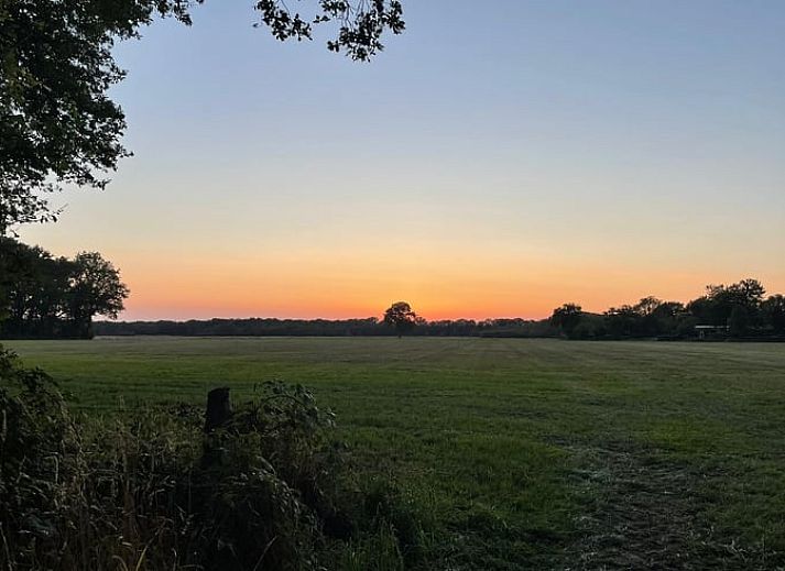 Moderne Kueche im Ferienhaus in Stegeren, Vechtstreek, Overijssel mit Mikrowelle und Kaffeemaschine.