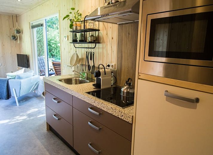 Buitenzijde van Vakantiehuis in Bruchterveld, omgeven door groen in Vechtstreek, Overijssel.