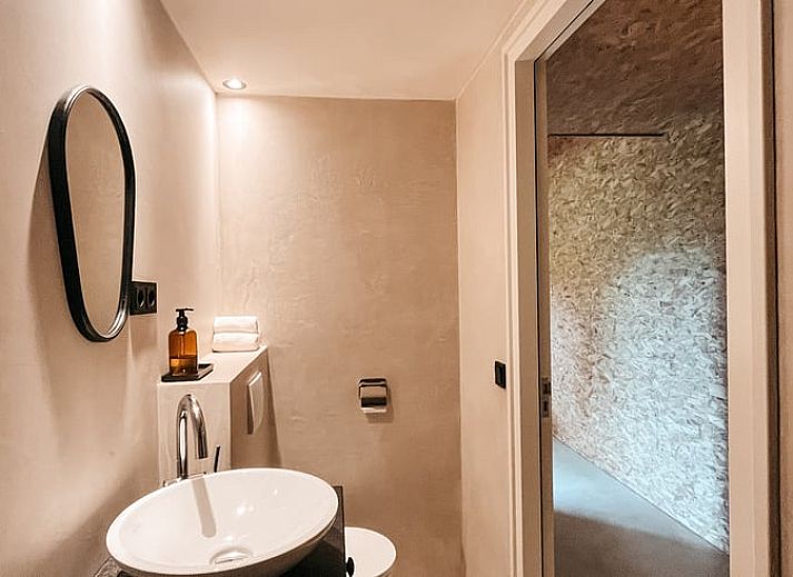 Stylish interior of Holiday Home in Kloosterhaar, Overijssel with modern furnishings and mood lighting in the Vecht region.