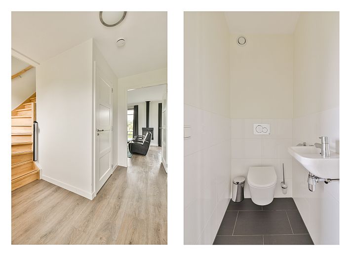 Gezellige woonkamer in de Vrijstaande woning in Giethoorn, Noordwest Overijssel, met moderne inrichting en uitzicht op de tuin.