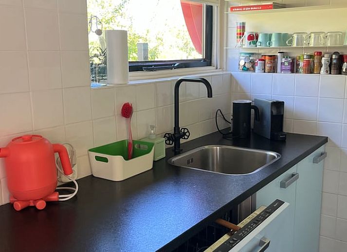 Rustikales Ferienhaus in Giethoorn, gelegen im malerischen Nordwesten von Overijssel, umgeben von Gruen und mit einem Reetdach.