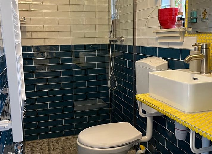 Ruhiger Garten bei Huisje in Giethoorn, Ferienhaus im Nordwesten von Overijssel mit schattigem Sitzbereich und gruener Umgebung.