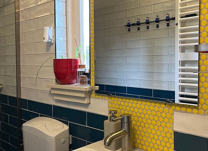 Ruhiger Garten bei Huisje in Giethoorn, Ferienhaus im Nordwesten von Overijssel mit schattigem Sitzbereich und gruener Umgebung.