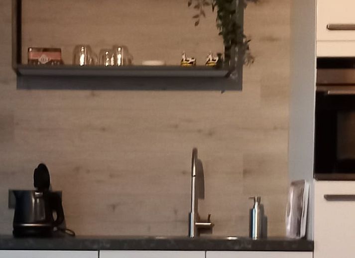 Gemuetliches Wohnzimmer des Ferienhauses in Scheerwolde, Overijssel, mit moderner Einrichtung und Komfort.