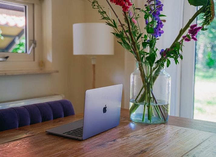 Knusse woonkamer met open haard in Vakantiehuisje in IJhorst, Noordwest Overijssel, Overijssel.
