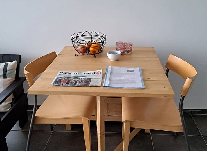 Blick von der Terrasse des Ferienhauses in Tuk, umgeben von ueppiger Natur im Nordwesten von Overijssel.