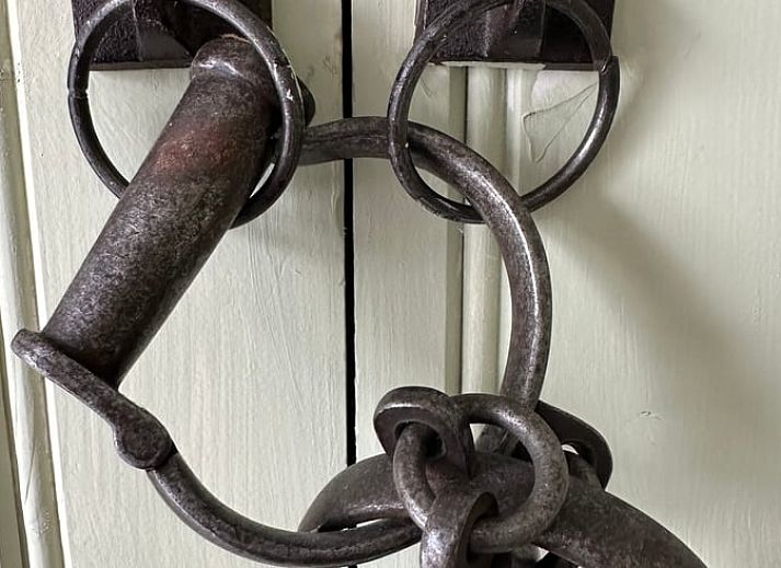 Modern kitchen in Cottage in Waverveen, vacation home in Utrecht with wooden details.