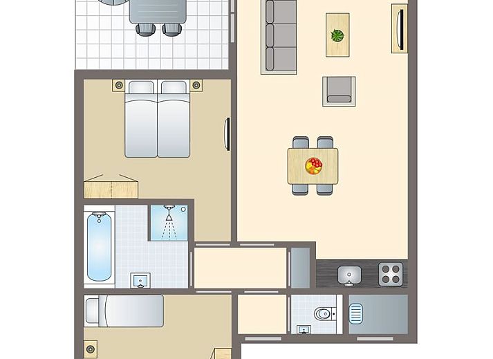 Comfortabele zithoek in de Amerongse Berg 4-persoons woning, perfect voor ontspanning in Overberg, Utrecht.