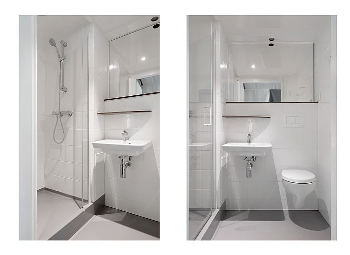 Innenbereich der Tentvilla Veldzigt, Doorn, mit moderner Kueche und Essbereich, ideal fuer einen komfortablen Urlaub.