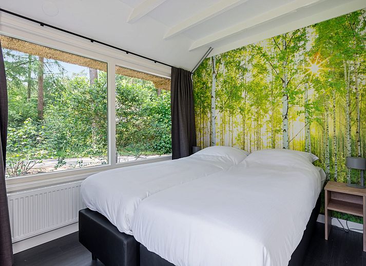 Terrace with dining table at Bungalow Dennenburg, vacation home in Doorn, Utrechtse Heuvelrug.