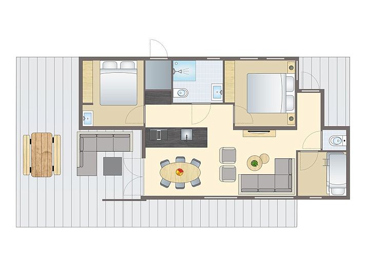 Unterkunft 5707149 - Bungalow Utrechtse Heuvelrug - 4-6 persoons Water Lodge | 4-6B1