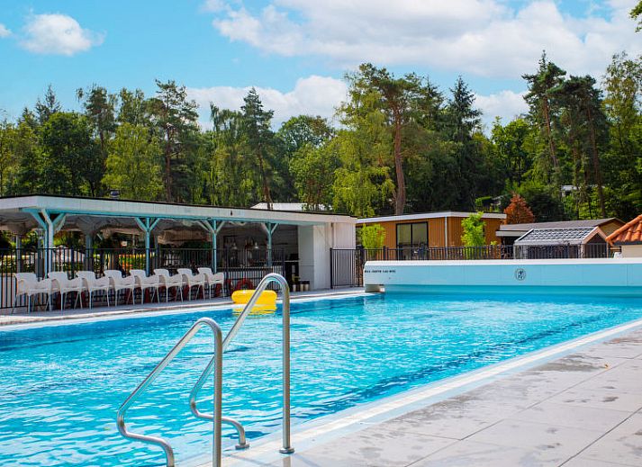 Vakantiehuis De Thijmse Berg in Rhenen, Utrechtse Heuvelrug, biedt een charmant terras omgeven door groen.