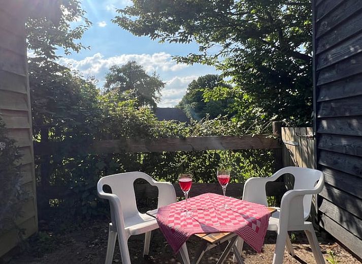 Helles Interieur des Ferienhauses in Stoutenburg mit moderner Einrichtung und Blick auf die Natur.