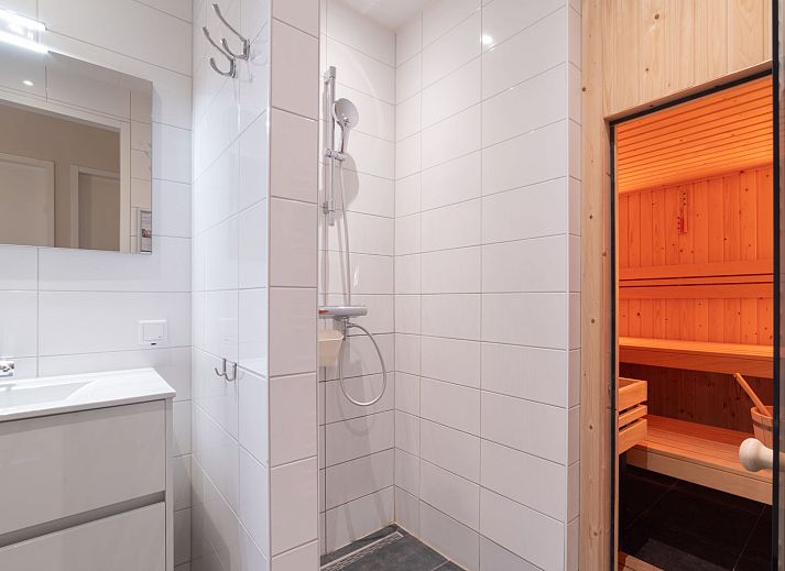 Charmanter Aussenbereich des Apartments Ganuenta in Colijnsplaat, Nord-Beveland, mit roten Ziegeln und bluehenden Blumen.