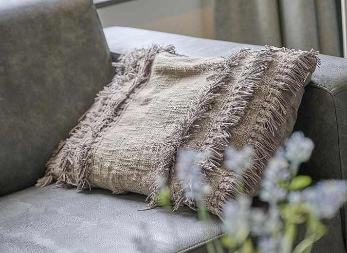 Ruim terras bij vakantiehuis Sea Deluxe in Colijnsplaat, Noord-Beveland, met uitzicht op groene tuin en moderne buitenmeubels.