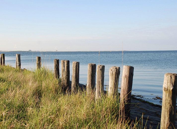 Stilvoller Aussenkamin im Garten des Ferienhauses VZ1178 in Kamperland, perfekt fuer Sommerabende.