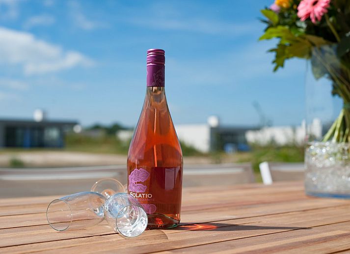 Ruim terras van Zandbank 14, De Groote Duynen in Kamperland, ideaal voor buiten dineren met familie.