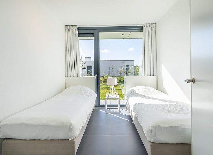 Ducks at snowy bank in Duinvallei 06, vacation home in Kamperland, North Beveland, Zeeland.