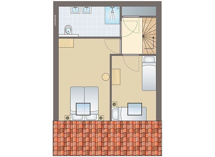 Gemuetliches Wohnzimmer in der Residence 't Hof van Haamstede, einem 4-Personen-Bauernhaus in Burgh-Haamstede, Zeeland.