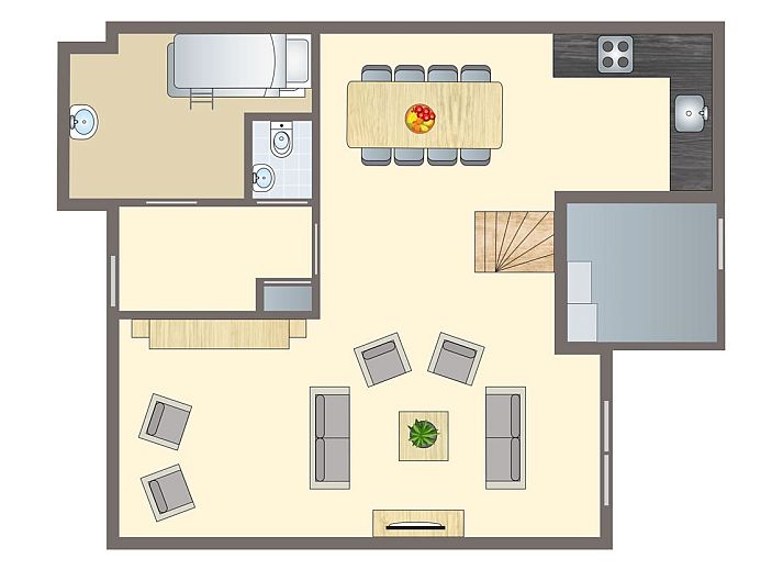 Duinpark 't Hof van Haamstede 8-Personen-Bungalow 8CE in Burgh-Haamstede mit schoener Terrasse und gruener Umgebung.