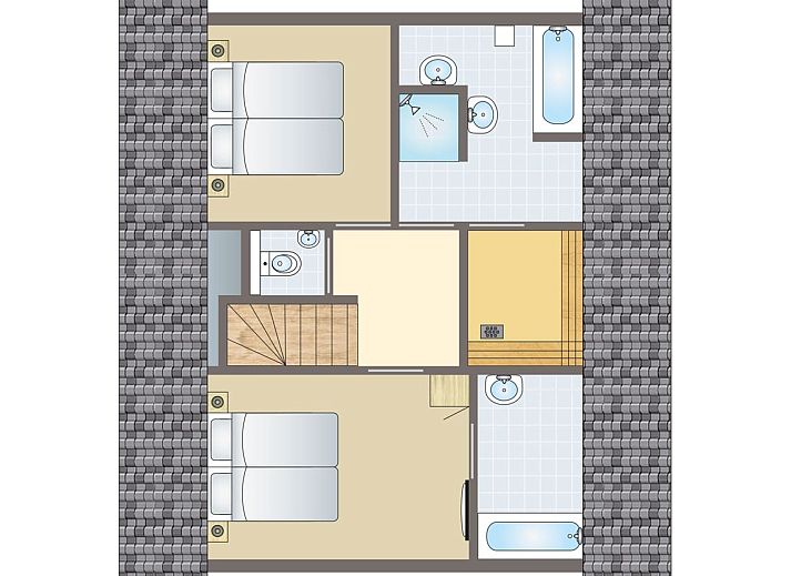 Buitenkant van Resort Haamstede's 6-persoons bungalow in Burgh-Haamstede, Zeeland, omgeven door groen.