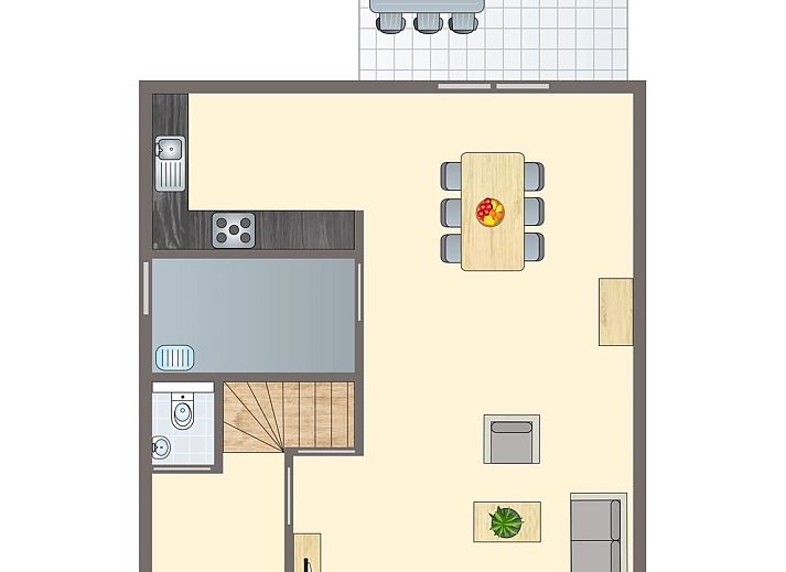 Resort Haamstede 6-Personen-Bungalow 6D in Burgh-Haamstede, charmantes Aeusseres mit roten Dachziegeln.