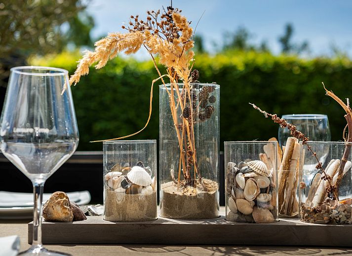 Seitenansicht des Ferienhauses Zonnedorp 8, De Zeehond in Renesse, Zeeland mit einem gepflegten Garten.
