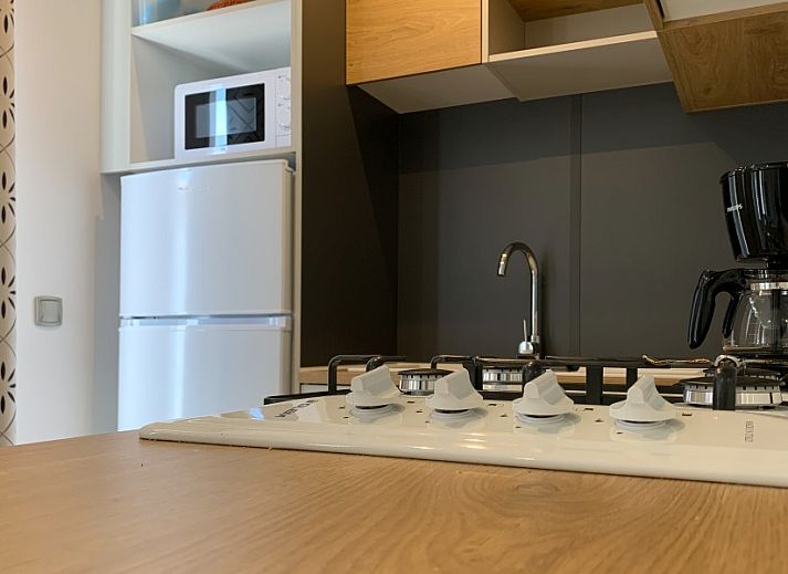 Verseputshofje chalet in Renesse, Schouwen-Duiveland, Zeeland met een uitnodigende veranda en weelderige tuinomgeving.