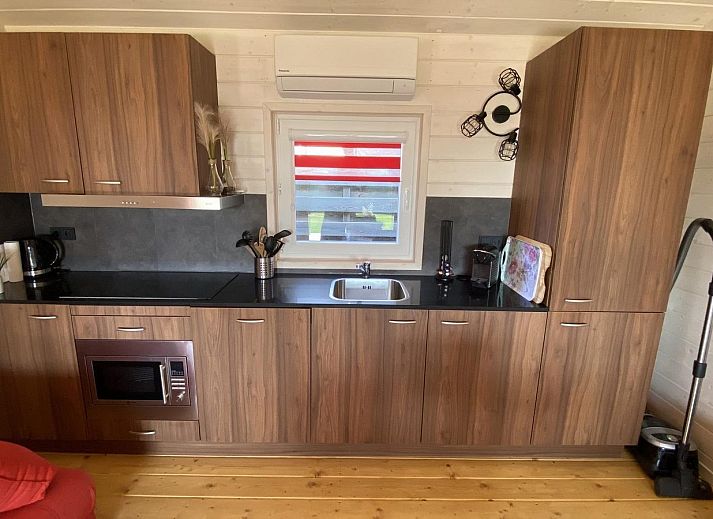 Vorderansicht von VZ1101 Ferienhaus in Renesse mit Terrasse und gruener Umgebung in Zeeland.