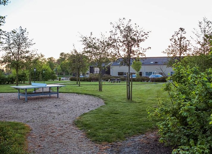 Gruene Umgebung im Ferienhaus in Looperskapelle, Schouwen-Duiveland, mit einer Tischtennisplatte im Garten.