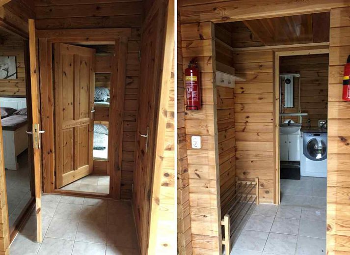 Veranda van vakantiehuis ZE998 in Sint-Annaland, Tholen met comfortabele stoelen en uitzicht op de tuin.