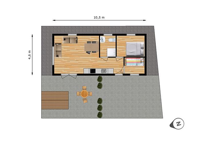 Ingang van VZ478 Chalet 96 Sint-Annaland met groene omgeving, Tholen, Zeeland.