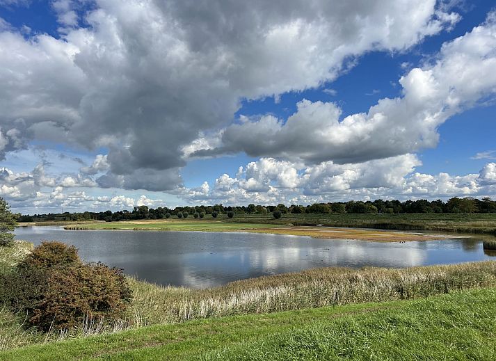 Schwimmbad im Ferienhaus Sunset in Scherpenisse, Tholen, umgeben von Gruenanlagen.