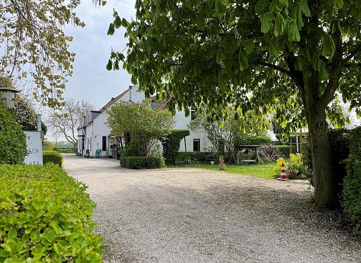 Spacious lawn at VZ034 Apartment Koudekerke, vacation home in Koudekerke, Walcheren, with comfortable chairs in the garden.