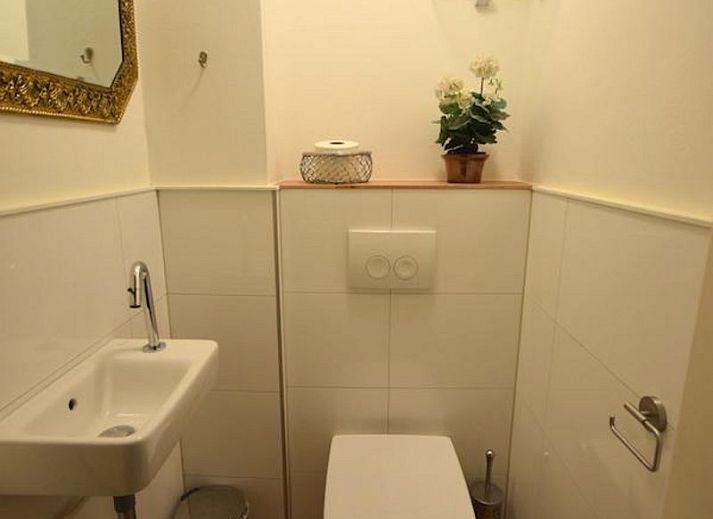 Terrace of VZ1157 Detached very spacious vacation home in Oostkapelle with parasol and garden view.