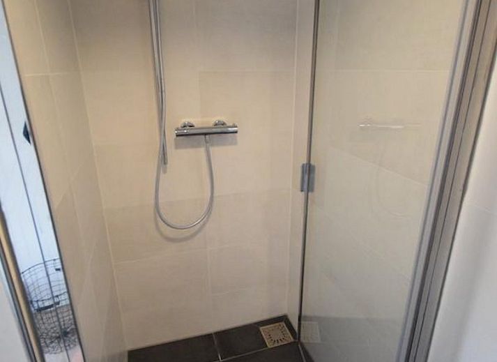 Hoelzerner Picknicktisch im Garten des Ferienhauses VZ1158 in Oostkapelle, Walcheren, umgeben von Gruenflaechen.