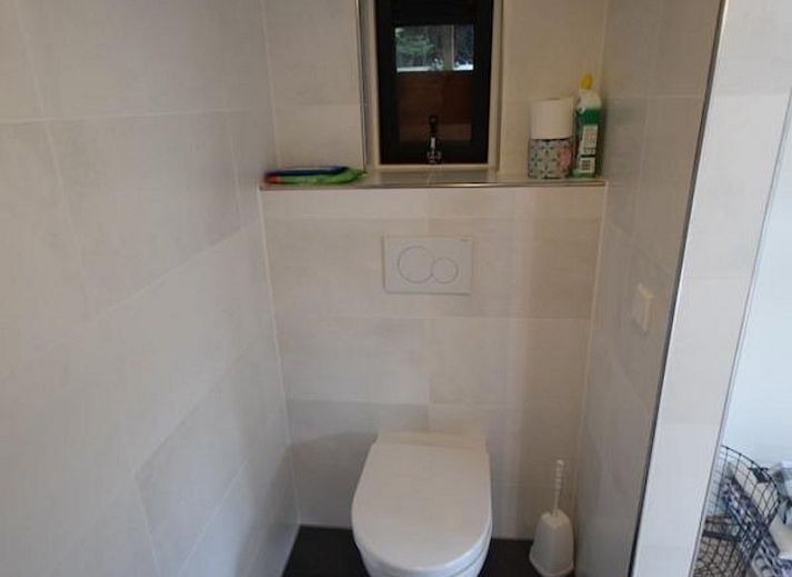 Hoelzerner Picknicktisch im Garten des Ferienhauses VZ1158 in Oostkapelle, Walcheren, umgeben von Gruenflaechen.