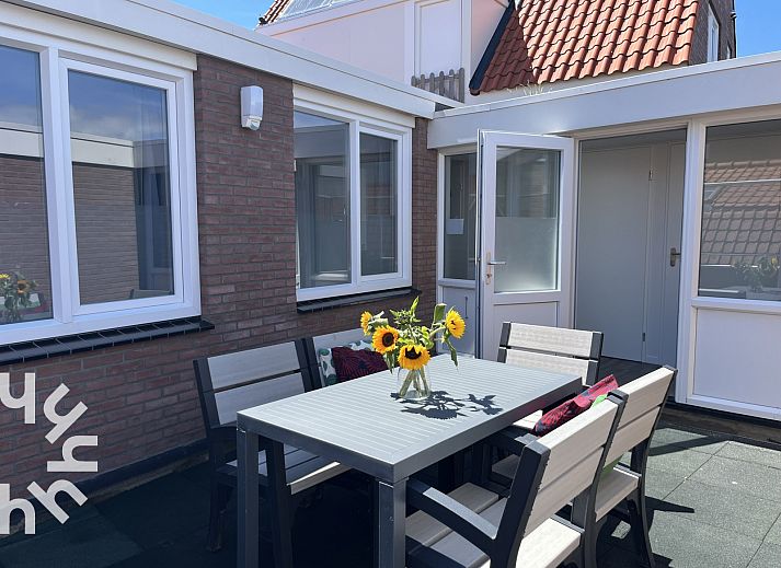 Aerial view of Westkapelle, Walcheren, near vacation home ZE927, showing sea and ship.