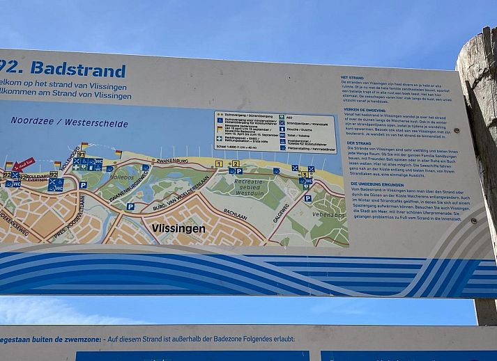 Uitzicht vanaf de veranda van VZ675 Strandwoning Vlissingen 4p in Vlissingen, Walcheren, Zeeland richting het strand.