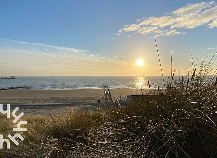 Ueberdachter Sitzbereich auf der Terrasse des Ferienhauses ZE1135 in Zoutelande, Walcheren, ideal zum Entspannen.