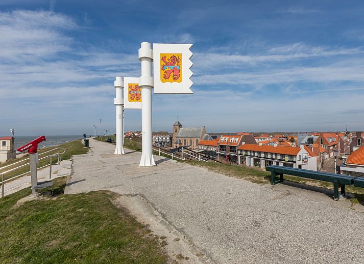 Blick auf den Strand von Zoutelande vom Apartment Kurhaus Residence, Walcheren, Zeeland.