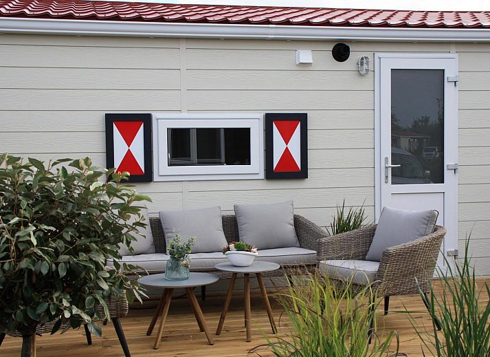 Enjoy the sun on the terrace of VZ824 Chalet in Veere, Serooskerke, Walcheren, Zeeland.