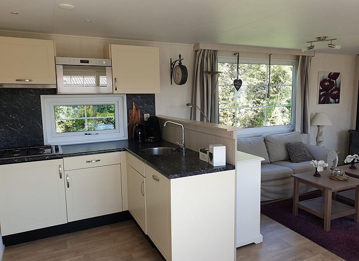 VZ814 Chalet in Veere, Serooskerke, Walcheren, charming vacation home with colorful exterior and flowering garden.