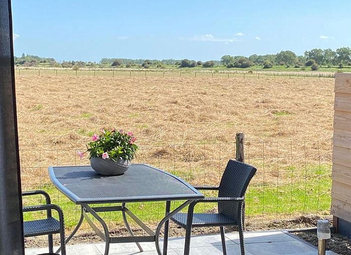 Geniet van de zonnige patio bij Huisje in Middelburg, een charmant vakantiehuis in het rustige Walcheren, Zeeland.