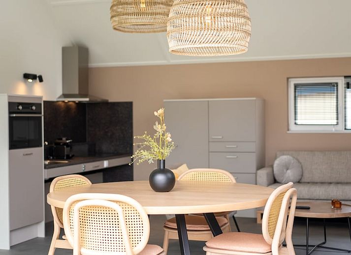 Veranda van Villa Luxe 4 MIVA in Breskens, vakantiehuis in Zeeuws-Vlaanderen met modern terras.